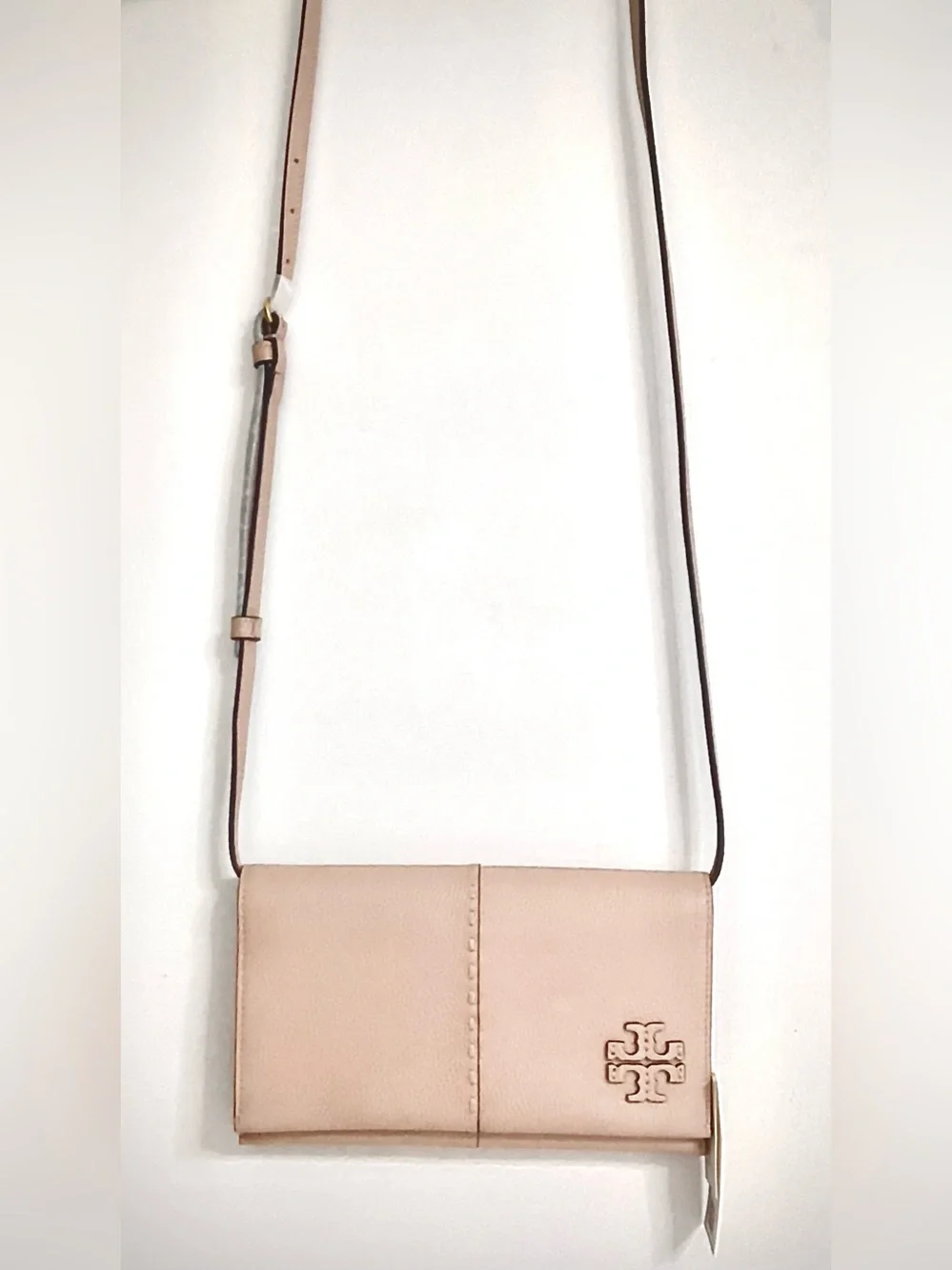 Tory Burch Blush Pink Pebbled Leather Crossbody Wallet. New with tag